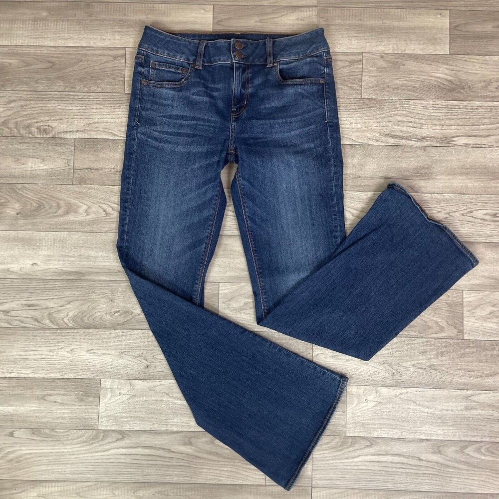 American Eagle Stretch Artist Flare Jeans Medium Wash sz 10